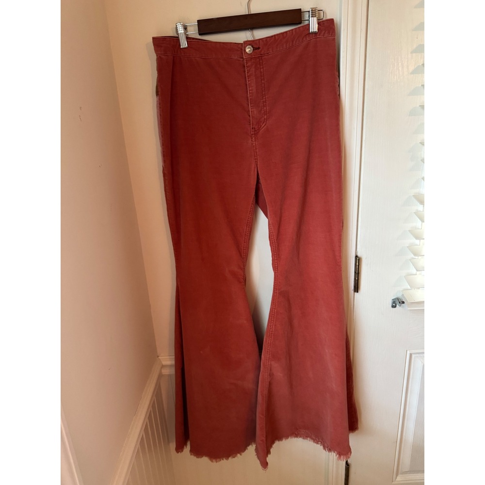 We The Free People Sunburst Corduroy Flare Pants Rust Orange Bell Bottoms 30